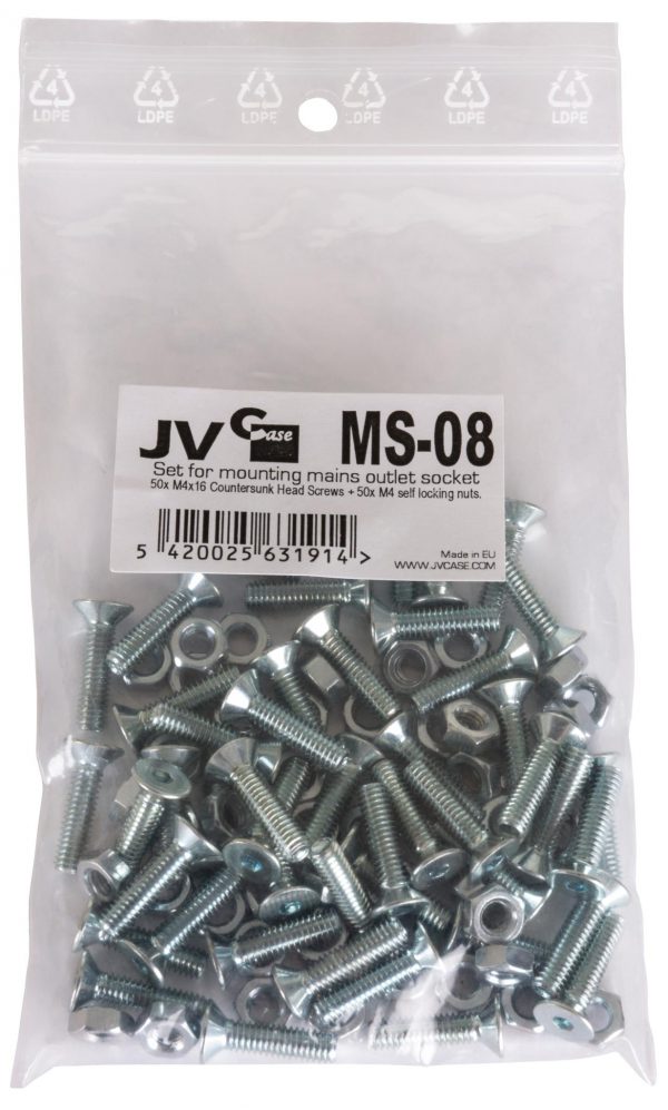 SET 50X M4 SCREWS/NUTS FOR MOUNTING MAINS OUTLET
