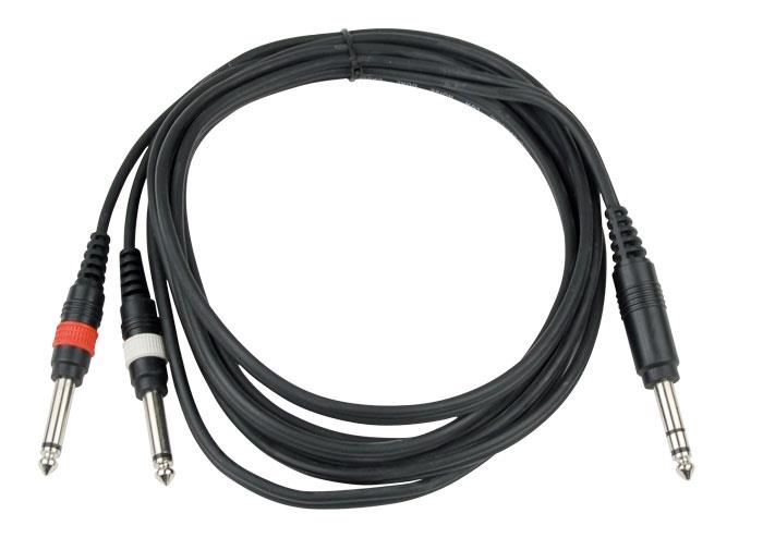 MALE STEREO 6.35 JACK / 2X 6.35 MONO LINE CABLE 3M